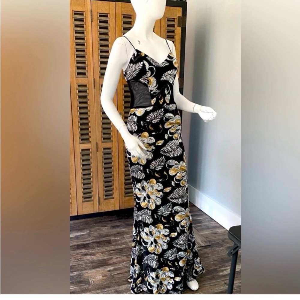Floral Black and Yellow Maxi Dress